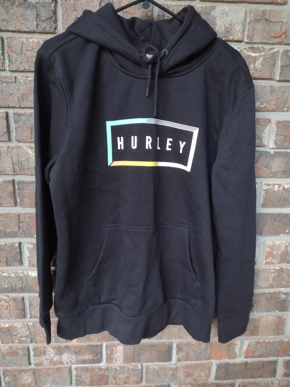 Hurley Hoodie Sweatshirt Men's Large Black Pullover Fleece Graphic Skate Grunge